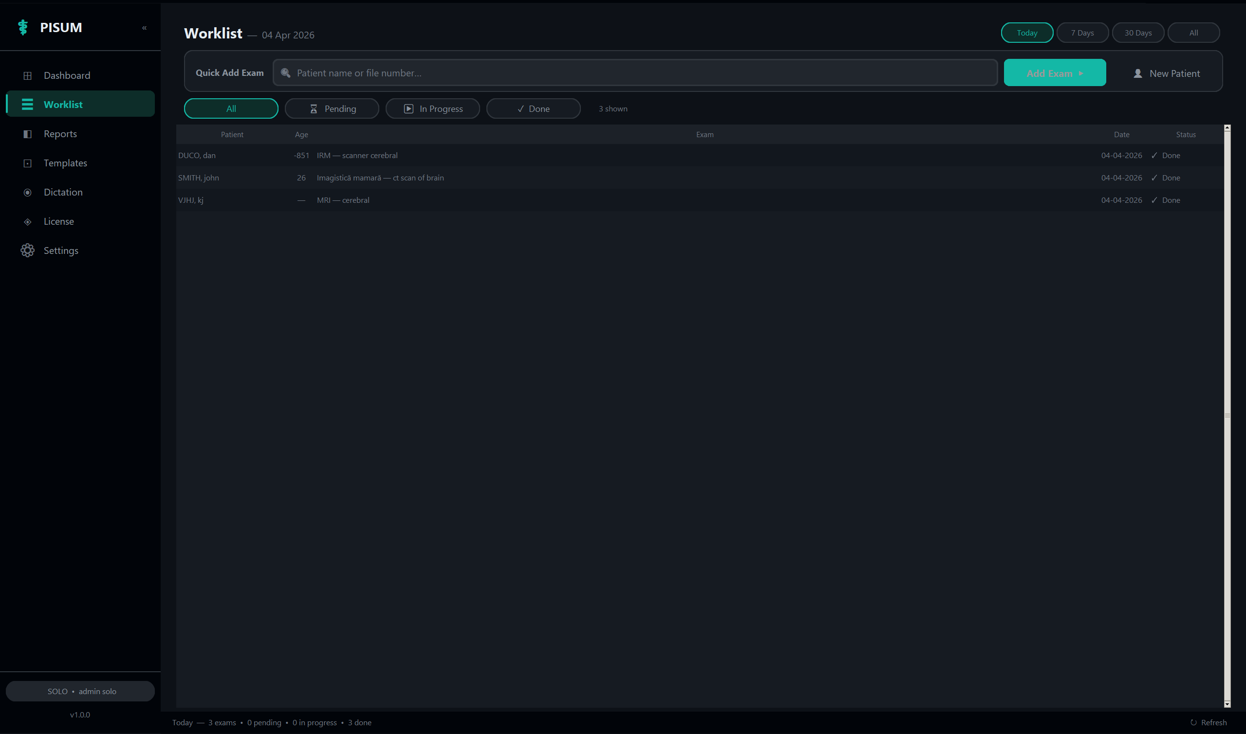 PISUM Patient Worklist